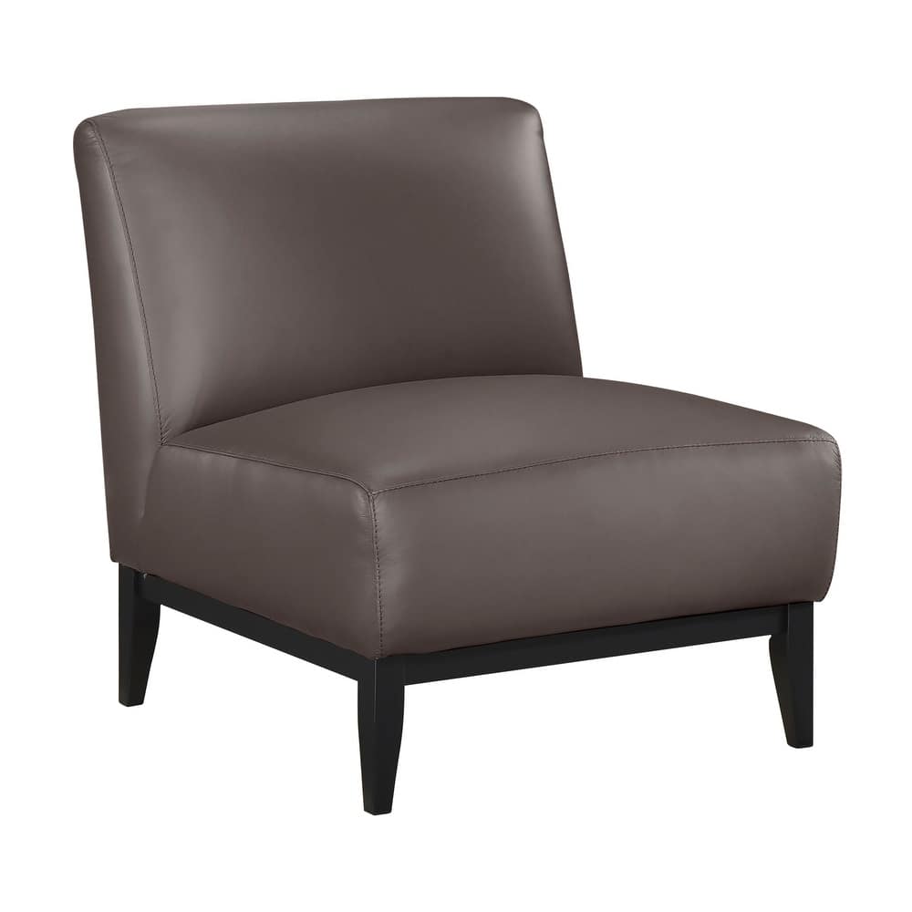 Fremont & Park Hayes 28.5" Leather Accent Chair - Black Finish Solid Wood Legs