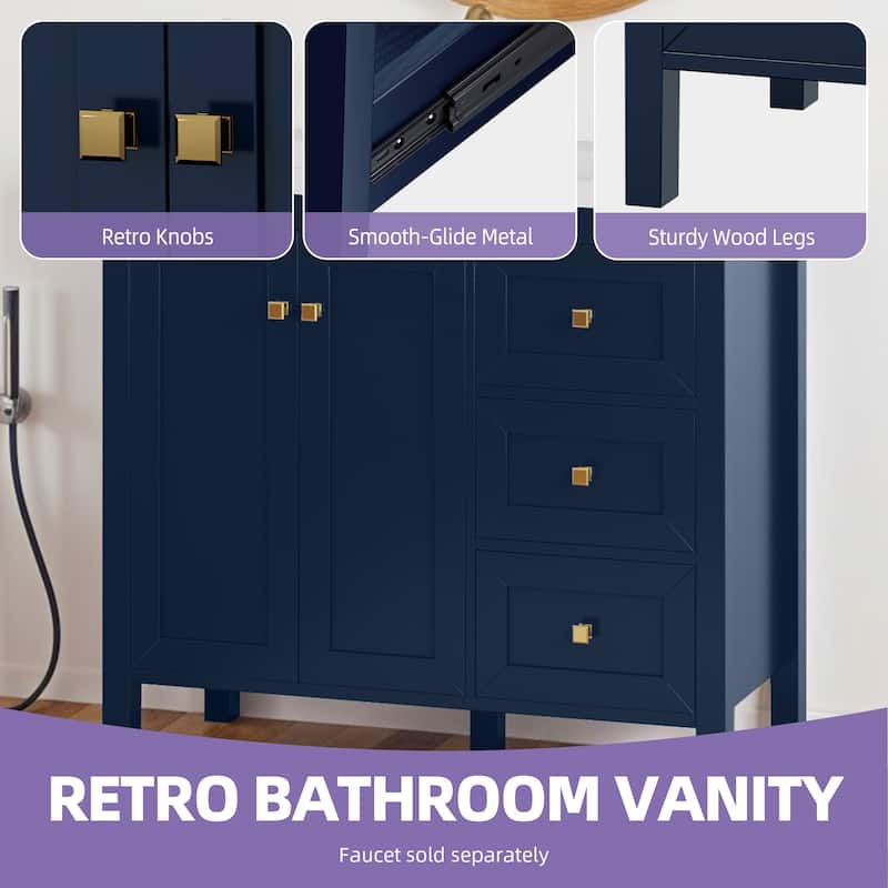 Moasis 36"/42" Bathroom Vanity with Sink Set and 2 Soft-Closing Doors & 3 Drawers