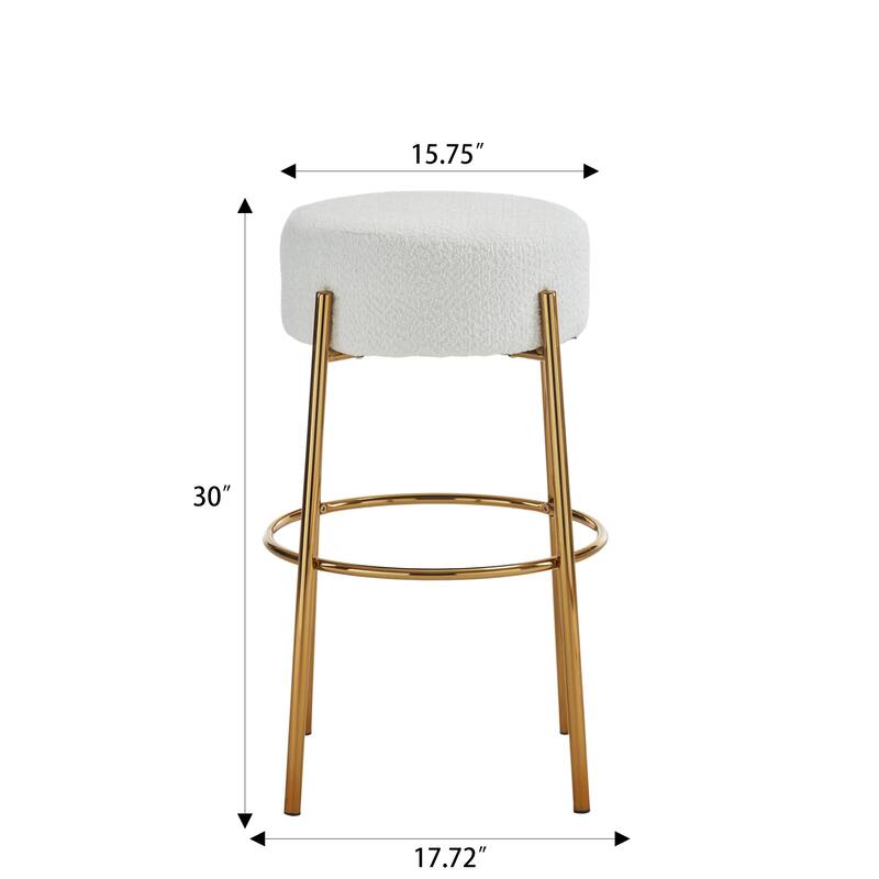 30" Round High Bar Stools Set of 2, Contemporary Upholstered Sturdy Hardware Support Legs