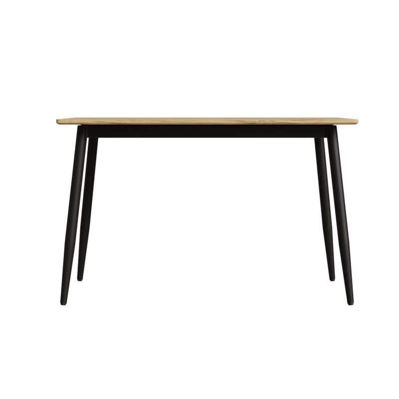 Modern Minimalist Dining Table with Black Metal Legs - Seats 6