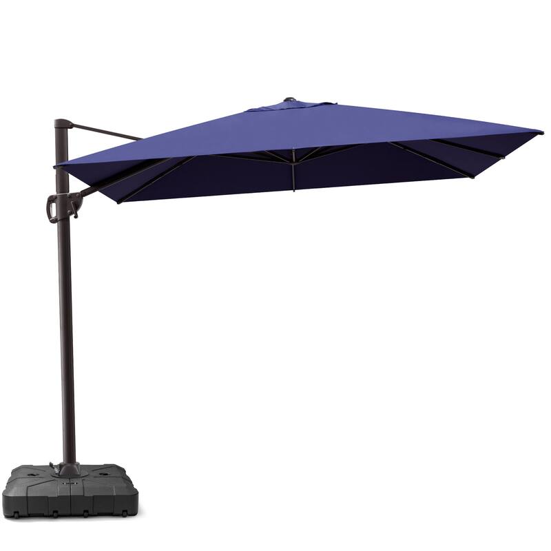 Outdoor 9 x 10.5 FT Patio Umbrella Cantilever-Offset Umbrella with Weighted Base - Navy Blue
