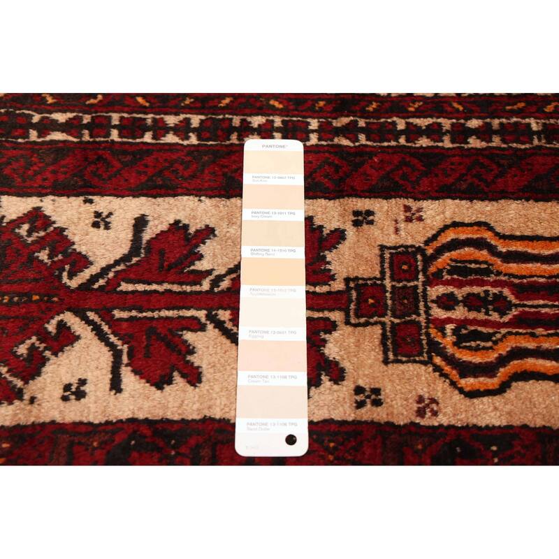 ECARPETGALLERY Hand-knotted Teimani Beige, Red Wool Rug - 2'10 x 6'3