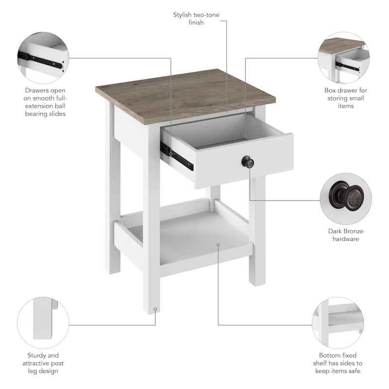 Bush Furniture Mayfield Farmhouse Living Room End Table.
