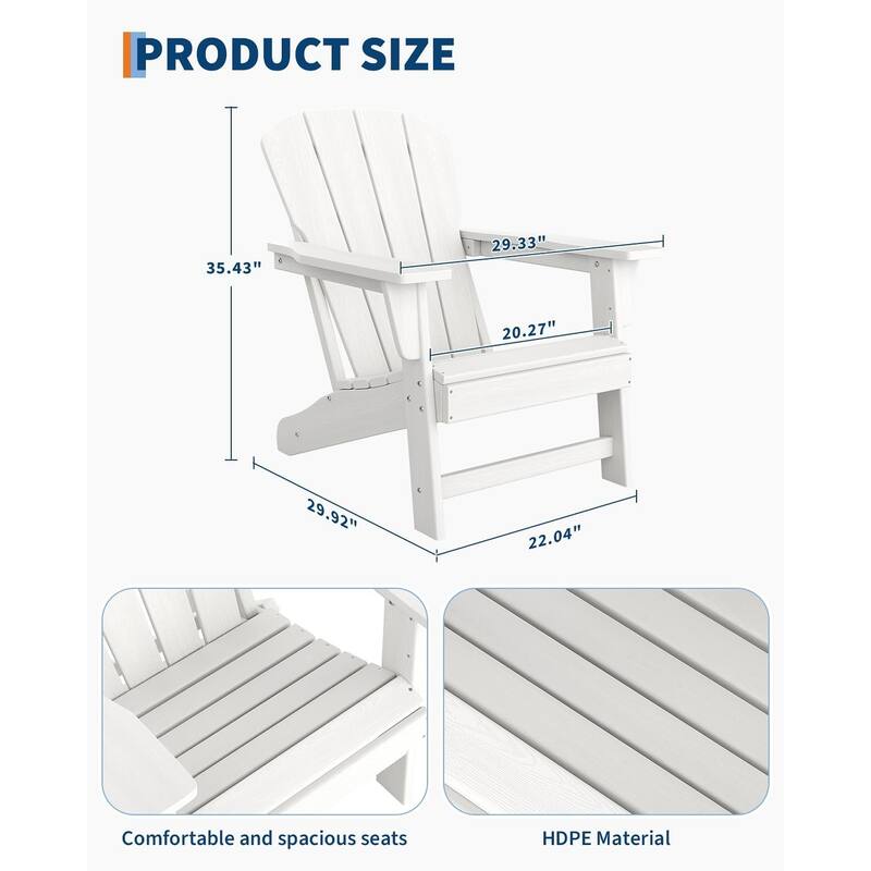 Folding Adirondack Chairs Set Of 1 HDPE Plastic Outdoor Chairs