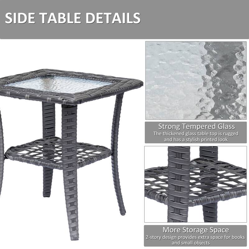 4 Piece Outdoor High Back Wicker Patio Conversation Furniture Sets