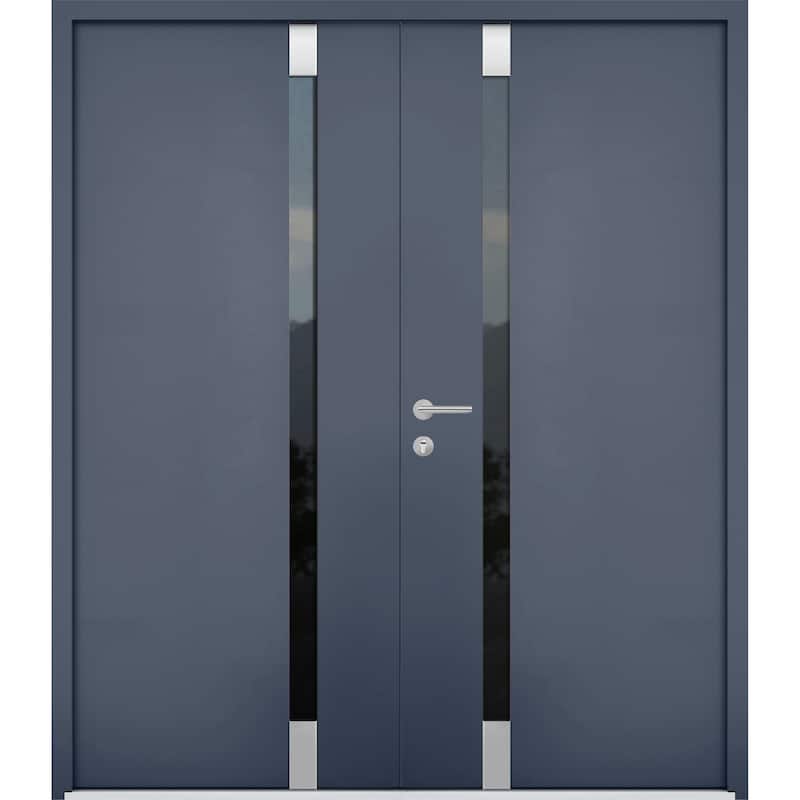 VDOMDOORS | Front Door Exterior Door | Fiberglass | Door Slab | 18x80, Custom Entry Door Steel Entry Door Prehung Exterior Door - Grey - 84x80