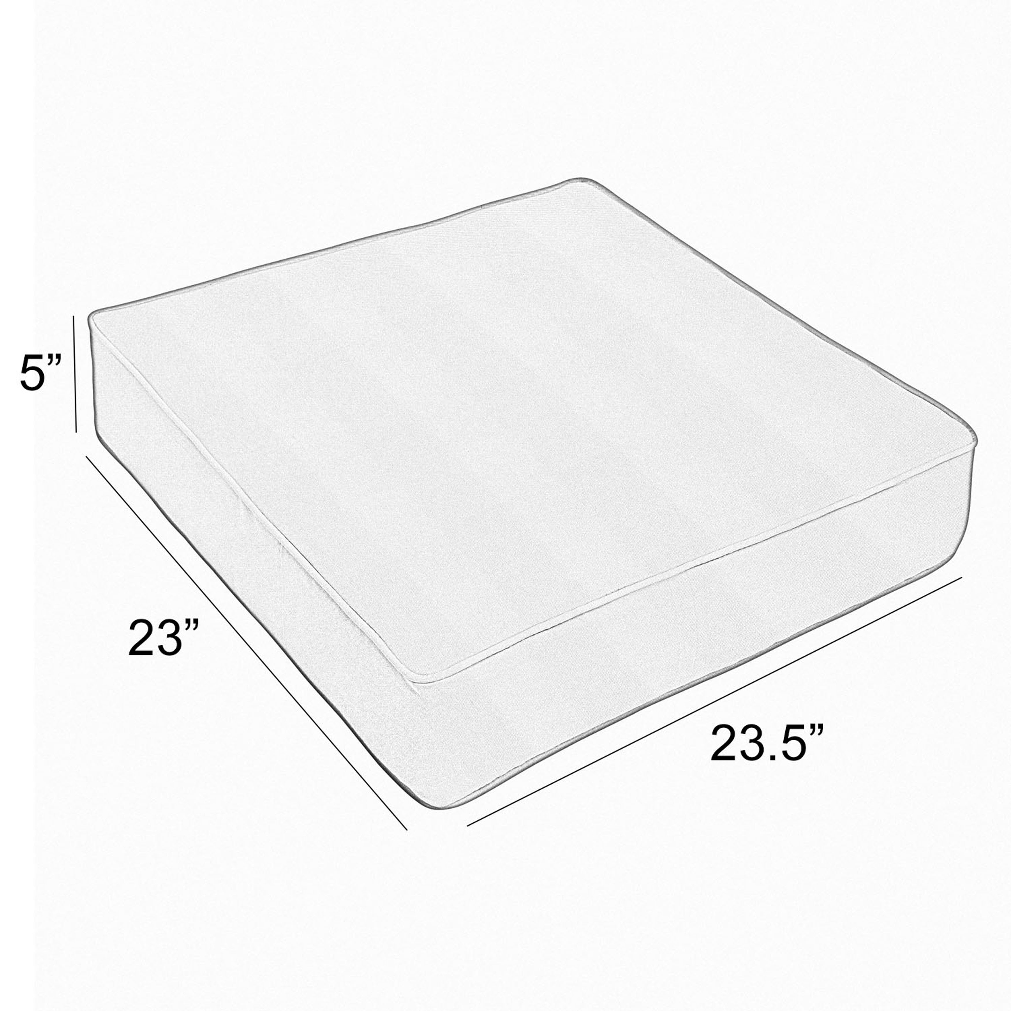 Mattress with 27 inch by 29 inch base and 5 inch height