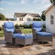 Option Brown Rattan - Blue Cushion