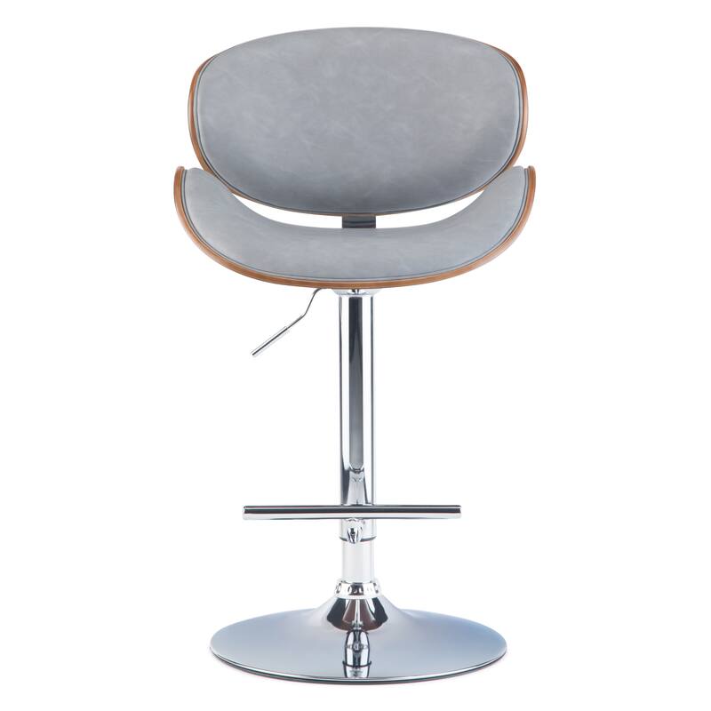WYNDENHALL Avondale Mid Century Modern Bentwood Adjustable Swivel Bar Stool - 20.9 W x 20.5 D x 45.3 H