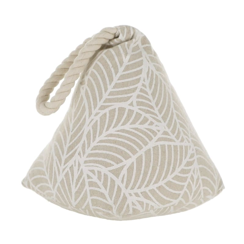 Jungle Print Cotton Weighted Bag Door Stop 2.3 lbs - 8"H x 5.8"L x 5.8"W - Natural/White