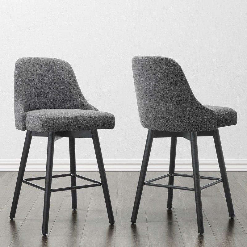 Spruce & Spring Rachel Upholstered Counter Height Swivel Barstool with Back Set