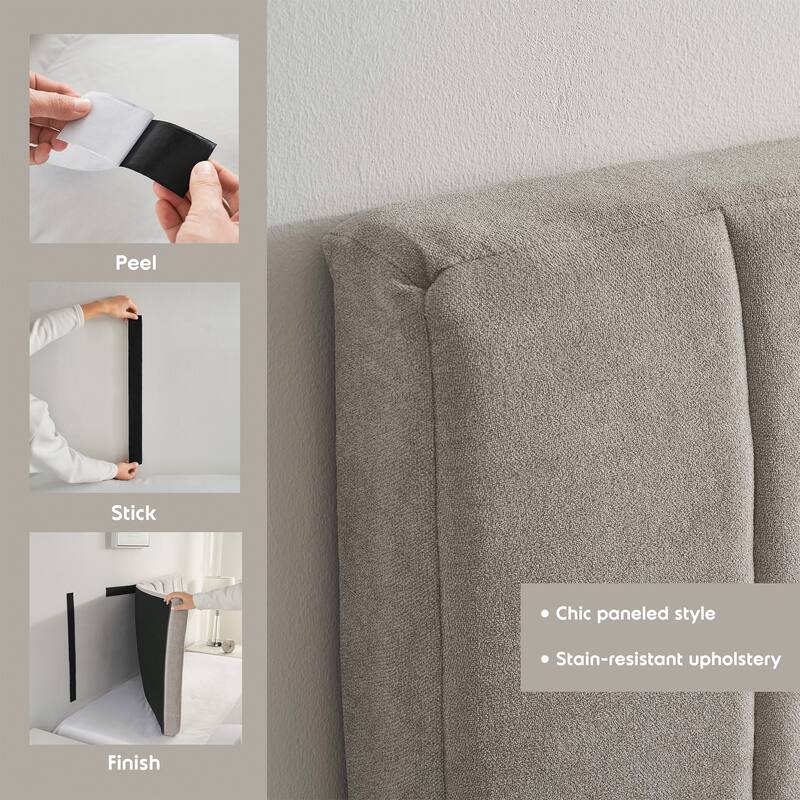 Empyrean Upholstered Wall Mounted Easy Assemble Channel Stitched Headboard