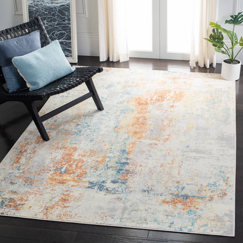SAFAVIEH Aria Lavon Modern Abstract Rug - 5'3" x 7'7" - Ivory/Rust