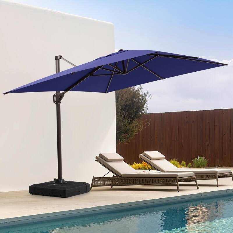 11 x 9 FT Outdoor Patio Offset Cantilever Umbrella with Base