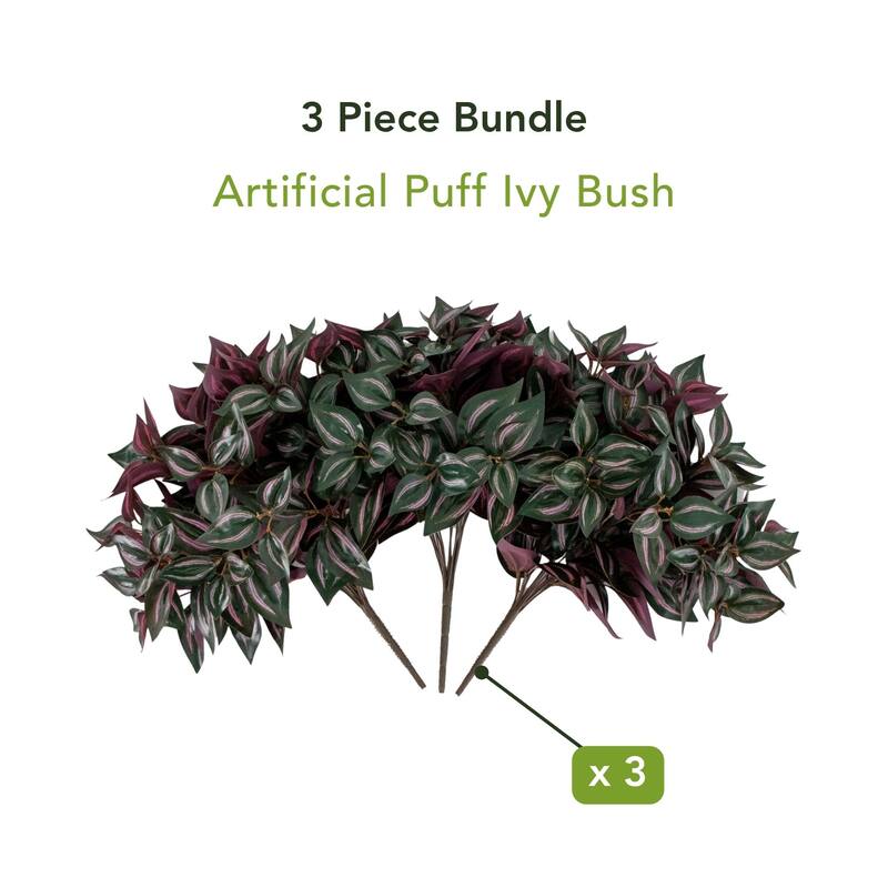 19-in UV Resistant Artificial Wandering Jew Bush - Set of 3