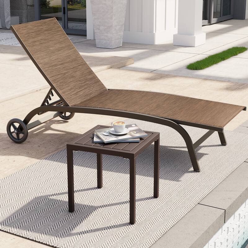 Outdoor Aluminum End Table Square Patio Side Table - 15.7" L x 15.7" W x 15.9" H