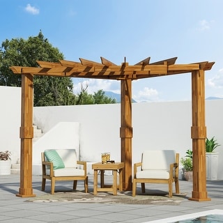 Dilan Outdoor Acacia Wood Triangle Pergola by Christopher Knight Home