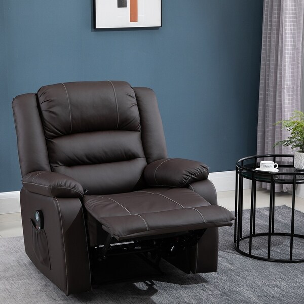 HOMCOM Vibrating Massage PU Leather Recliner Chair, Footrest with Remote Control and 8 Massaging Points. Opens flyout.