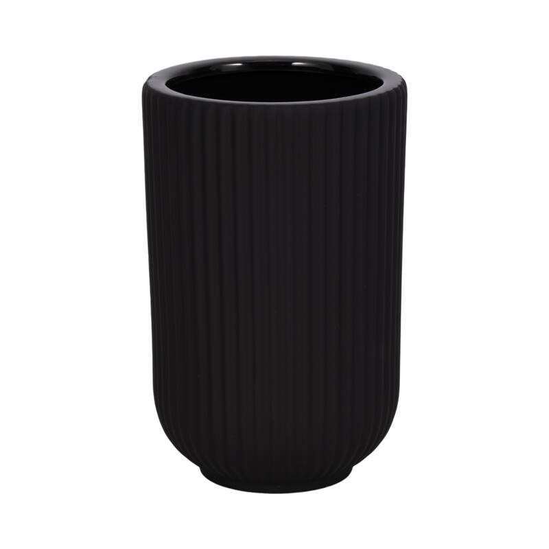Sagebrook Home Ceramic Ridged Vase Classic Decorative Vase for Home or Office Flower Display