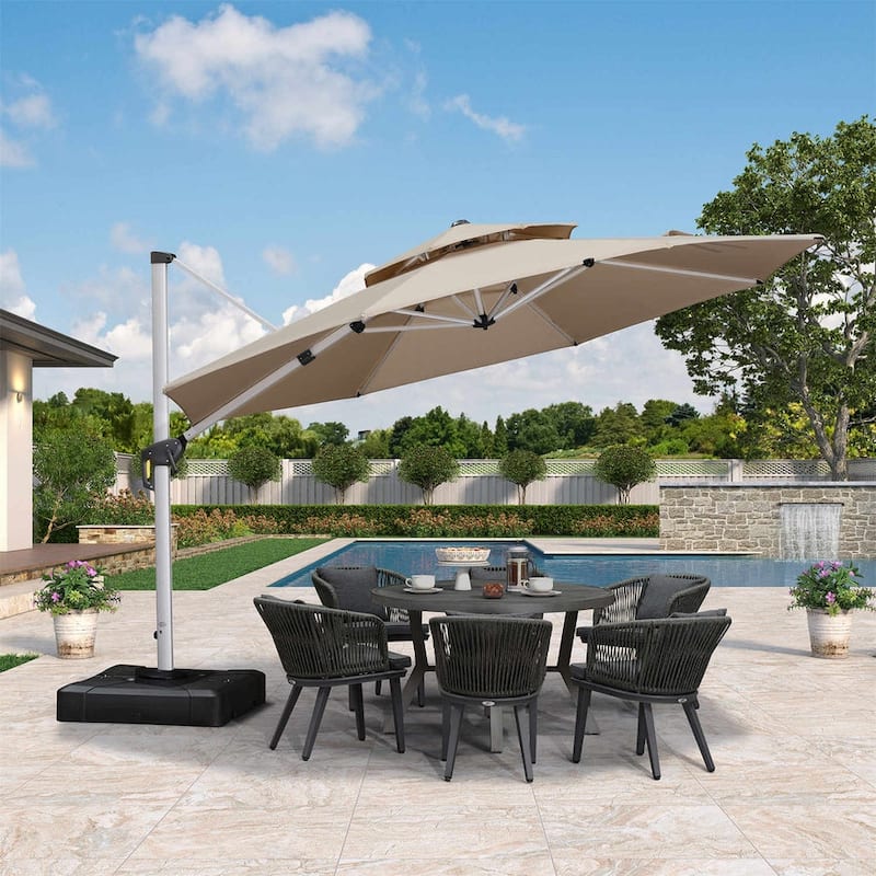 PURPLE LEAF 12ft Round Large Cantilever Offset Umbrella