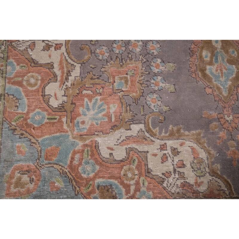 Purple Tabriz Vintage Persian Area Rug Handmade Wool Carpet - 7'11" x 11'1"
