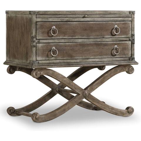 Hooker Furniture True Vintage Two Drawer Rustic Vintage Nightstand - Soft Whitewashed Driftwood
