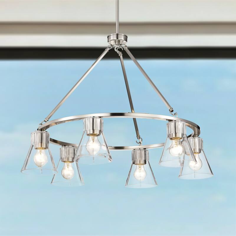 Gianna 6 Light Chandelier Brushed Nickel Finish Clear Glass - Brushed Nickel