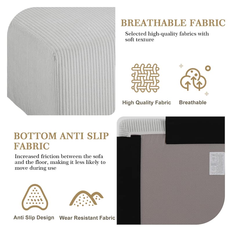 Corduroy Upholstered Modular Sectional Sofa with Ottoman