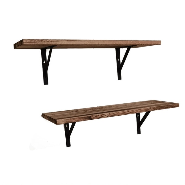 ALEKO Rustic Wood Wall Mount Storage Shelves - Set of 2. Opens flyout.