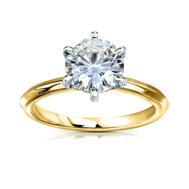 Kobelli 2 Carat Lab Grown Diamond Certified 14k Solid Gold Solitaire 6-Prong Engagement Ring (EF/VS)