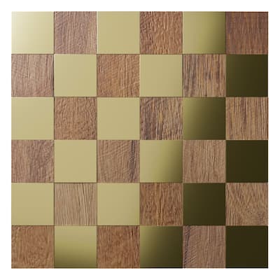 11 7/8"W x 11 7/8"H x 1/2"P Laguna Wood Mosaic Wall Tile, Old Boat Wood - 11 7/8"W x 11 7/8"H x 1/2"P