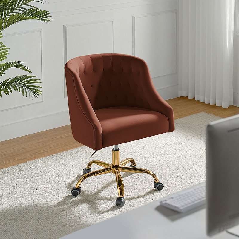 Lydia Modern Velvet Office Chair Task Chair with Button-tufted Back by HULALA HOME