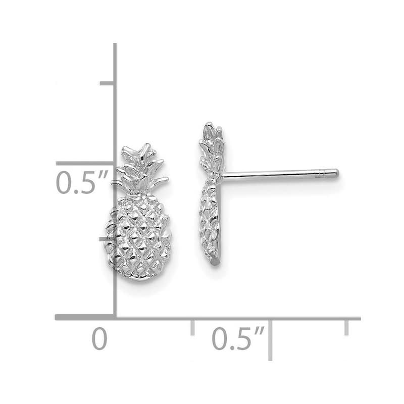 Curata 14k White Gold Textured Pineapple Post Earrings 12mm long