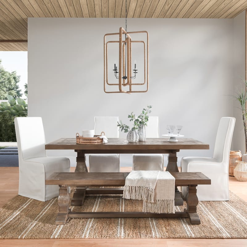 Classic Home Caleb 94" Solid Wood Farmhouse Dining Table