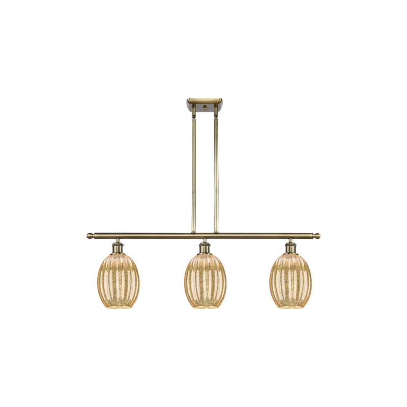 Innovations Lighting Endless Possibilities Ballston - Preston - 3 Light 36" Bulb Shade Stem Hung Island Light - Mercury/Antique Brass