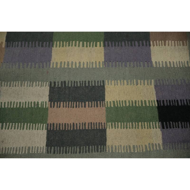Hand Woven Oriental 100% Wool Carpet Southwestern Geometric Multi-Colored Kilim Area Rug - 10' 0'' X 9' 9''