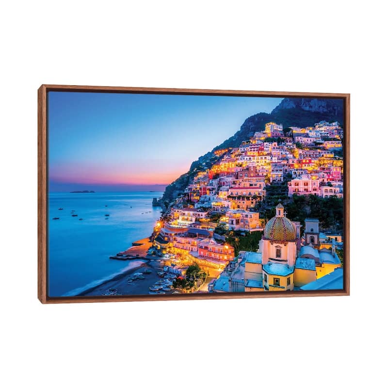 "Positano, Church Santa Maria Assunta Sunset " by Susanne Kremer Framed