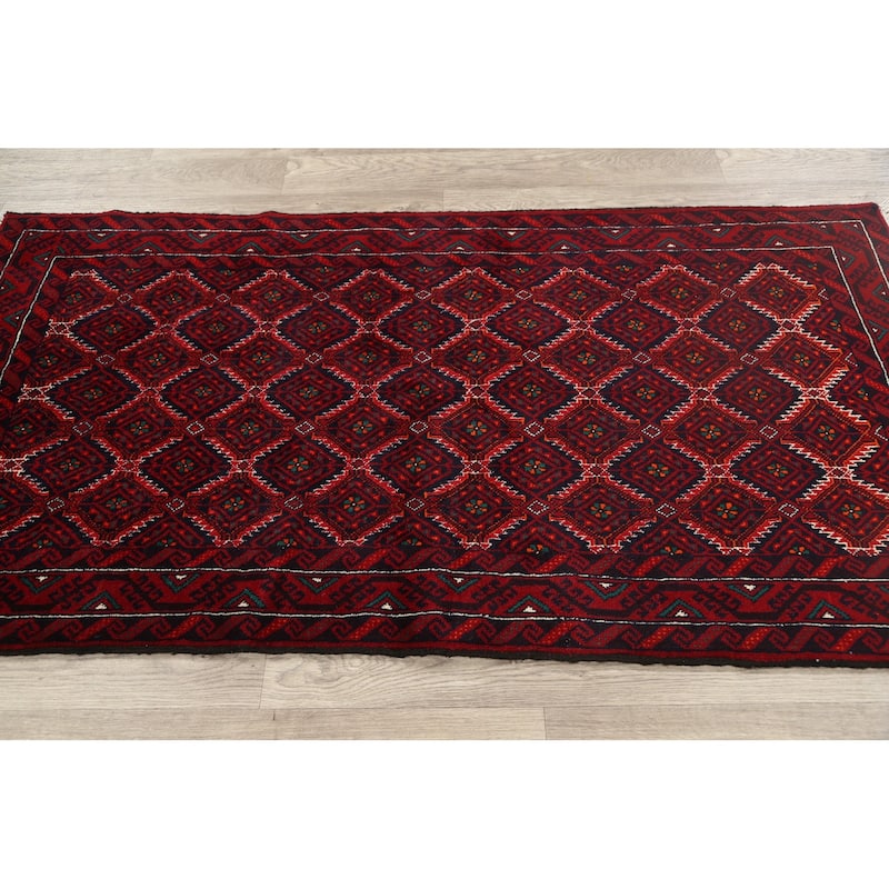 Traditional Balouch Persian Area Rug Hand-knotted Wool Carpet - 3'4" x 6'3"
