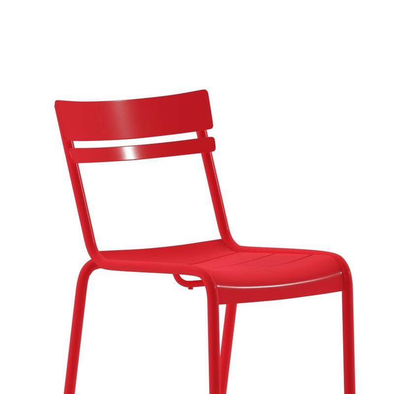 2PK Modern Commercial Grade 2 Slat Indoor/Outdoor Steel Dining Chair