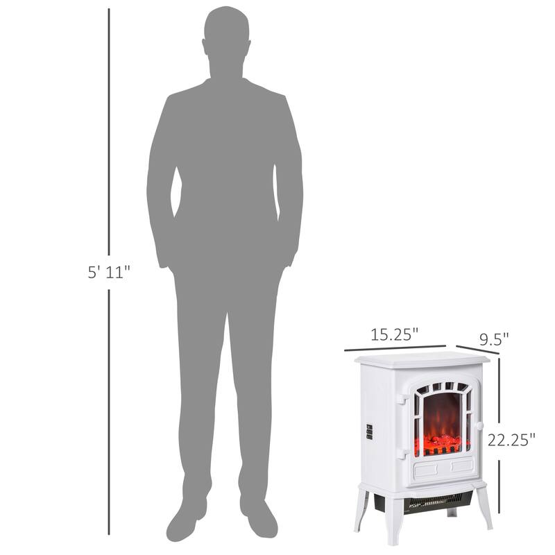 22" Free standing Electric Fireplace Stove, Fire Place Heater, Overheat Safety Protection, 750W / 1500W