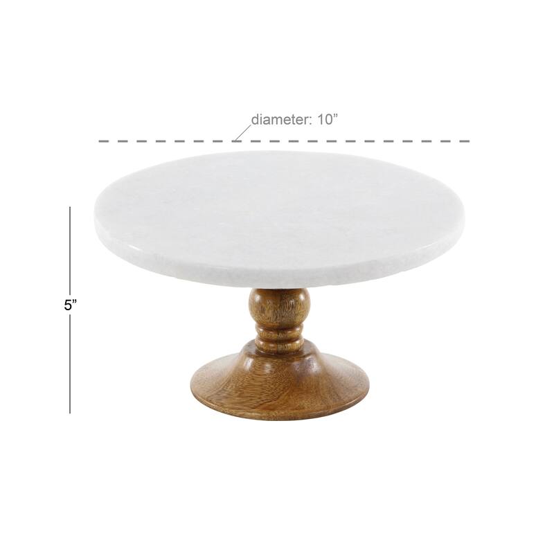 White Mango Wood Cake Stand with Wood Base
