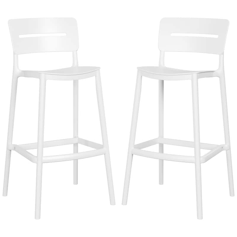 Frond and Form 29.5" Outdoor Patio Poly Plastic Bar Stool (Set of 2) - White
