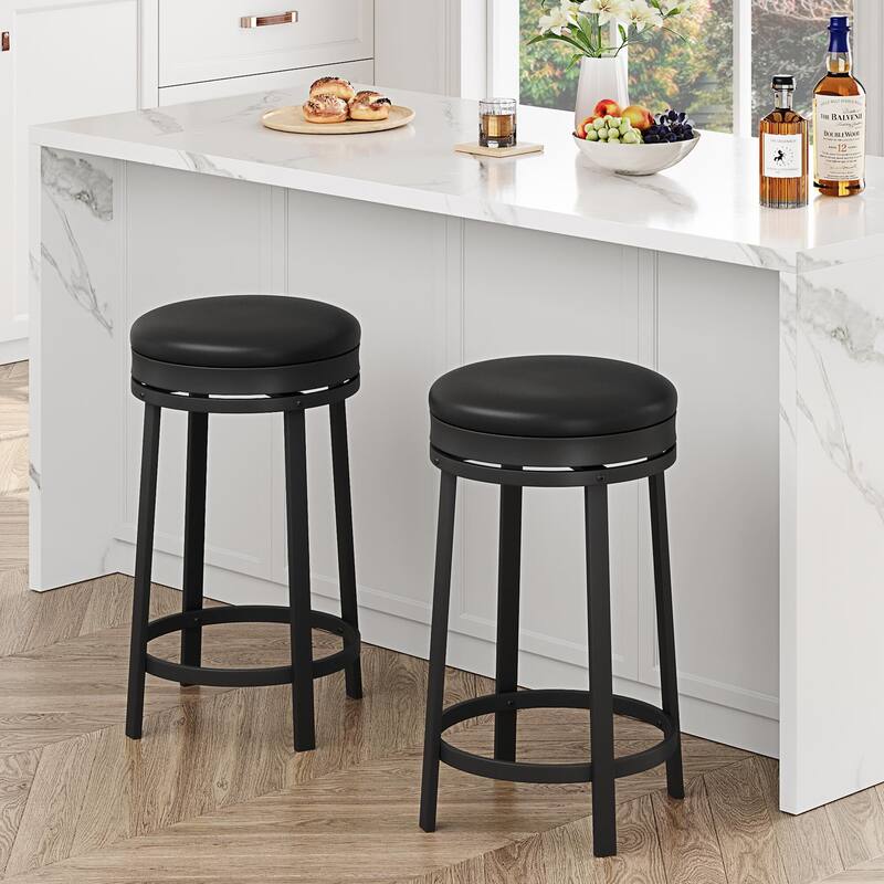 Swivel Bar Stools set of 1/2/4, 24" Counter Height Bar Stools with Footrest