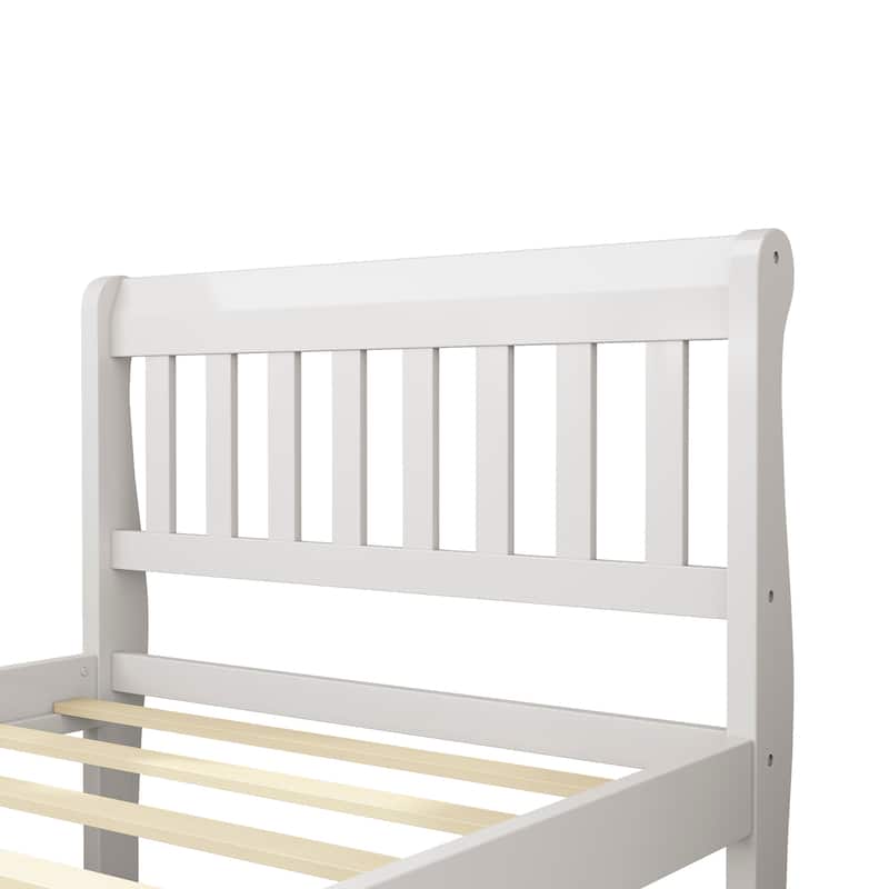Modern Wood Platform Twin Size Bed - White