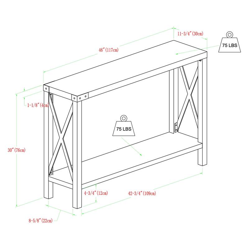 Middlebrook Kujawa 46-inch Wide X-frame Farmhouse Entry Table