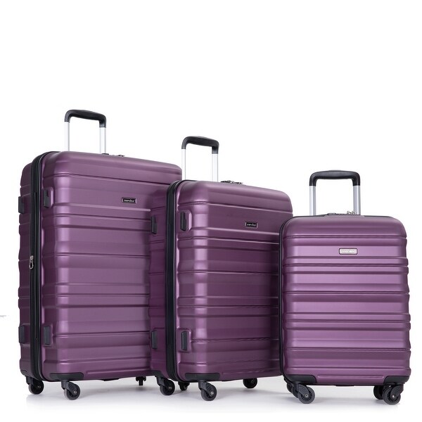 Dark Purple Expandable Suitcase Sets 3 Piece Durable Luggage Sets