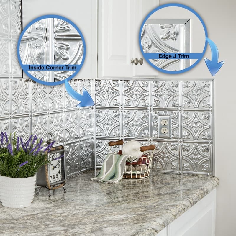 Fasade Backsplash Accessory Kit in Brushed Aluminum - 5 Pack - 5 Pack