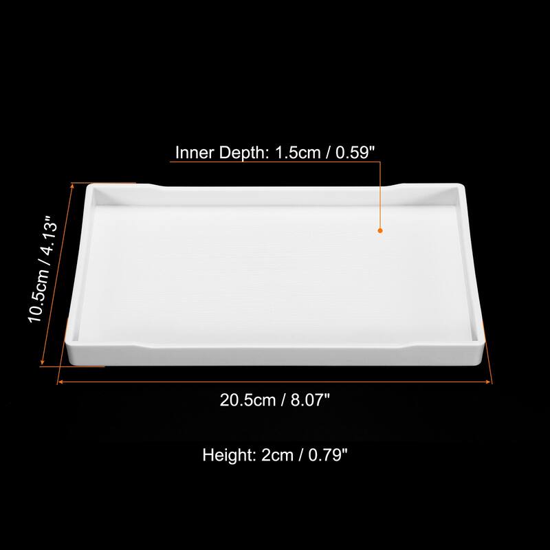 8x4" Fast Food Tray, Plastic Multi-Purpose Rectangle Serving Tray, White - White