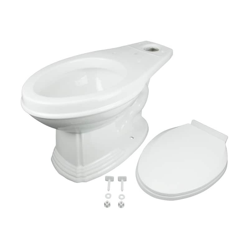 White Porcelain Sheffield Elongated Toilet Bowl Only with Plastic No slam Seat with Bumpers Renovators Supply - White