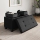 preview thumbnail 99 of 192, Empyrean Tuffted Folding Foot Rest Storage Ottoman Bench with Storage Bins 30 Inch - Black Leather